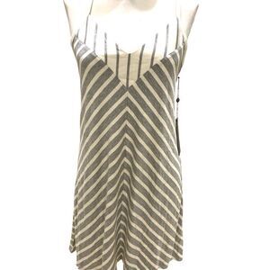 Laila jayde heather gray white stripe razor back 94% rayon 6% spandex brand new